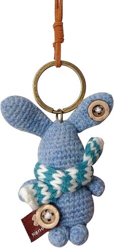 Handmade Crochet Bunny Car Mirror Charms Cartoon Funny Plush Keychain Backpack Wallet Charm New Car Gift in Saudi Arabia