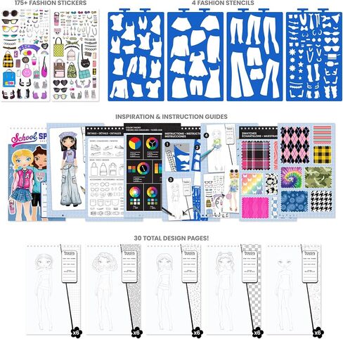 Fashion Angels Vay-Cay Mode Sketch Set, Includes Sketch Pad with Stencils & Stickers, Fashion Design Sketch Book for Girls, Ideal Drawing Kit for Kids in Kuwait