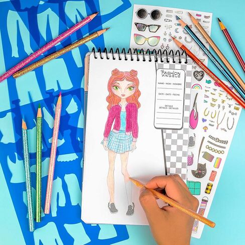 Fashion Angels Vay-Cay Mode Sketch Set, Includes Sketch Pad with Stencils & Stickers, Fashion Design Sketch Book for Girls, Ideal Drawing Kit for Kids in Kuwait