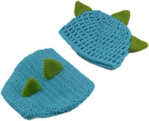 Newborn Photography Props Outfits Crochet Dinosaur Hat Diaper Cove Infant in Saudi Arabia