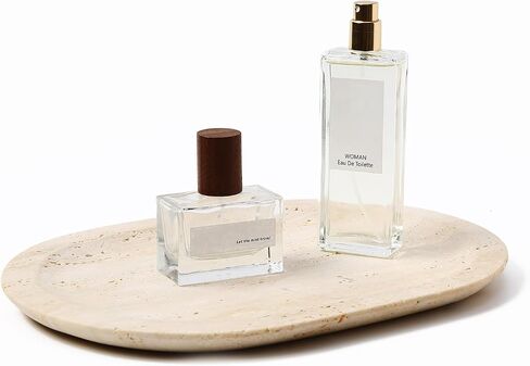 الرخام الطبيعي ديكور صينية الحمام العطور منظم صينية الغرور للديكور المنزلي ، شمعة المجوهرات ، طاولة القهوة ، حامل الصابون ملحقات كونترتوب 8 "x11" ترافرتين in Kuwait