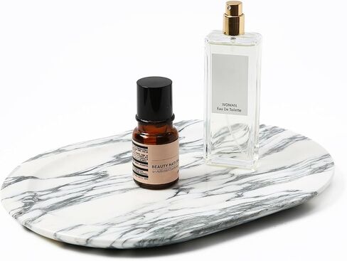 Natural Marble Decorative Tray Bathroom Counter Perfume Organizer Vanity Tray for Home Decor, Jewelry Candle, Coffee Table, Soap Holder Dresser Countertop Accessories 8"x11" Travertine in Saudi Arabia