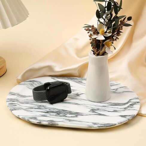 Natural Marble Decorative Tray Bathroom Counter Perfume Organizer Vanity Tray for Home Decor, Jewelry Candle, Coffee Table, Soap Holder Dresser Countertop Accessories 8"x11" Travertine in Saudi Arabia