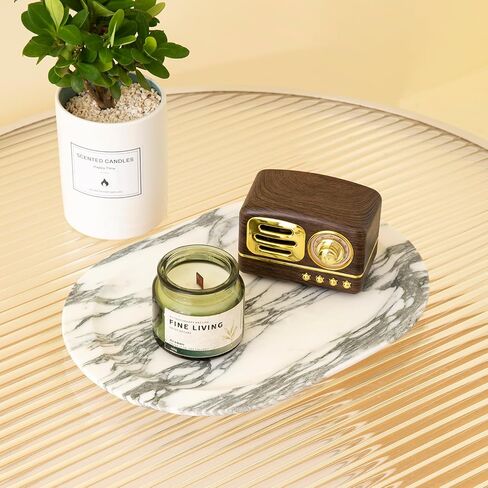 Natural Marble Decorative Tray Bathroom Counter Perfume Organizer Vanity Tray for Home Decor, Jewelry Candle, Coffee Table, Soap Holder Dresser Countertop Accessories 8"x11" Travertine in Saudi Arabia