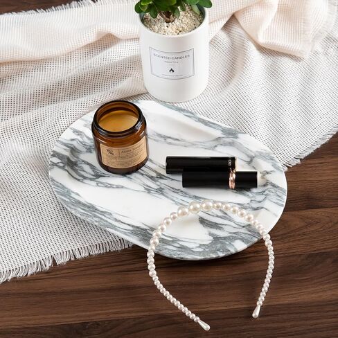 Natural Marble Decorative Tray Bathroom Counter Perfume Organizer Vanity Tray for Home Decor, Jewelry Candle, Coffee Table, Soap Holder Dresser Countertop Accessories 8"x11" Travertine in Saudi Arabia