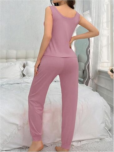 Wdirara Women's 2 قطعة Pajama مجموعة أكمام زر أسفل سروال الرباط سراويل PJ PJ in Saudi Arabia