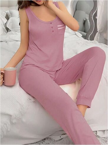Wdirara Women's 2 قطعة Pajama مجموعة أكمام زر أسفل سروال الرباط سراويل PJ PJ in Saudi Arabia
