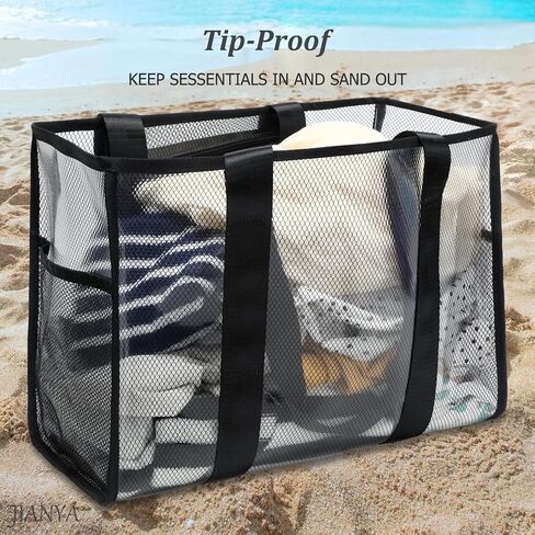 JIANYA Beach Bag, Tip-Proof Waterproof Pool Bag Shoulder Bag with Pockets for Work, Travel, Gym, Beach & Pool in Saudi Arabia