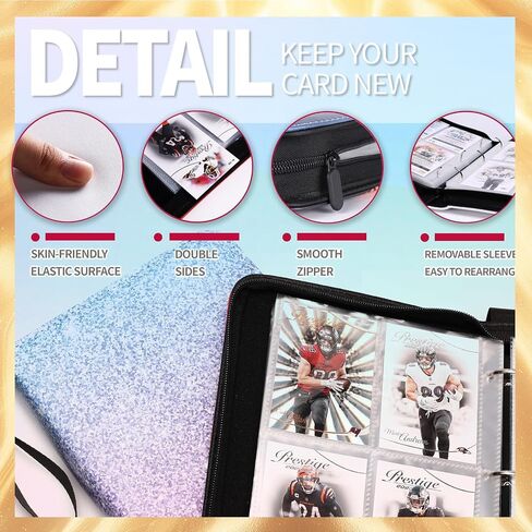 1080 Pockets Card Card Binder 9 Pocket ، Binder Card Card مع 60 صفحة قابلة للإزالة ، حامل ألبوم دفتر بطاقة Zipper [Protection] [Pleasant Touch Surface] in Kuwait