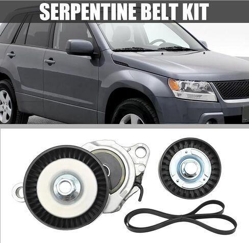 17540-54L00 Serpentine Belt Drive Assembly Kit, Replacement for Suzuki Grand Vitara 2009-2013 SX4 2010-2013 2.4L L4, Replaces 6PK2045 17540-54L00-RX0 in Saudi Arabia
