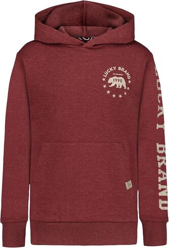 Lucky Brand Boys' Long Sleeve Fleece Pull-Over Hoodie, Comfortable, Relaxed Fit with Kangaroo Pockets in Saudi Arabia