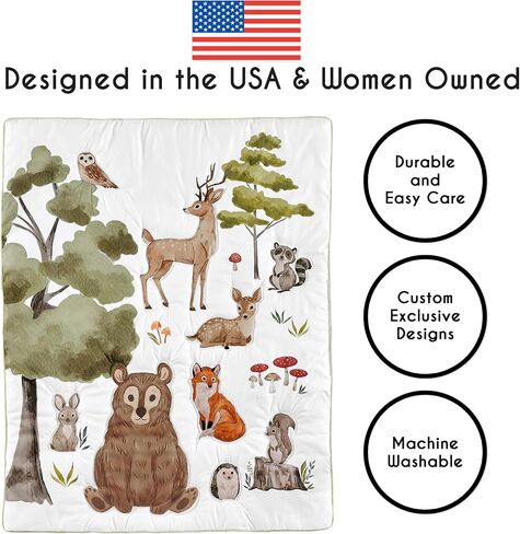 مجموعة مفروشات سرير أطفال محايدة للجنسين من Sweet Jojo Designs Woodland Forest Animals Boy Girl، غرفة حضانة الرضع، قابلة للتنفس، بطانة شبكية قابلة للتنفس، 6 قطع من أصدقاء الحيوان، الدب، الثعلب، القنفذ، ألوان مائية in Saudi Arabia
