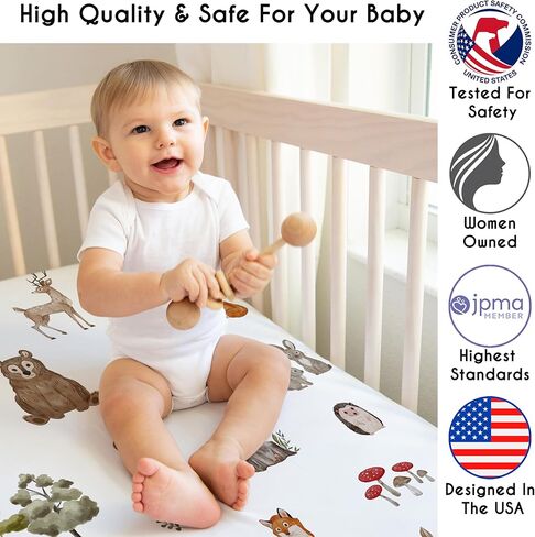 مجموعة مفروشات سرير أطفال محايدة للجنسين من Sweet Jojo Designs Woodland Forest Animals Boy Girl، غرفة حضانة الرضع، قابلة للتنفس، بطانة شبكية قابلة للتنفس، 6 قطع من أصدقاء الحيوان، الدب، الثعلب، القنفذ، ألوان مائية in Saudi Arabia