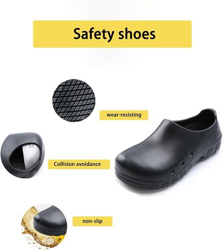 Anti Slip Kitchen Shoes with Steel Toe Safety Shoes for Men and Women,Suitable for Kitchens,Restaurants,Hotels,Hospitals,Gardens, etc in Saudi Arabia