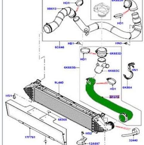 INTERCOOLER HOSE TUBE OUTLET COMPATIBLE WITH LAND ROVER RANGE ROVER EVOQUE 2.0L 12-13 LR024517 in Saudi Arabia
