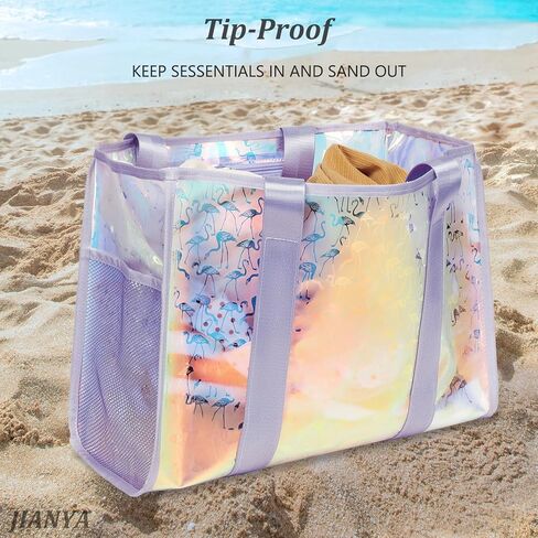 JIANYA Beach Bag, Tip-Proof Waterproof Pool Bag Shoulder Bag with Pockets for Work, Travel, Gym, Beach & Pool in Saudi Arabia