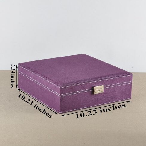 Jewelry Boxes 10 x 10 Inches 2-layer Handle Necklace Holder Organizer Jewellery Women Rings Storage Display Girls Earrings Case Lockable Jewelry Tray Blue GY641 (Blue, 2 Layer (3.34" H)) in Kuwait