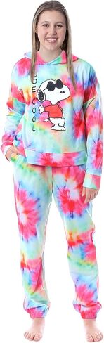 INTIMO Peanuts Snoopy Joe Cool Tie Dye Womens' Pajama Loungewear Hooded Jogger Set in Saudi Arabia