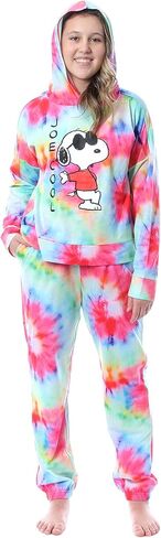 INTIMO Peanuts Snoopy Joe Cool Tie Dye Womens' Pajama Loungewear Hooded Jogger Set in Saudi Arabia