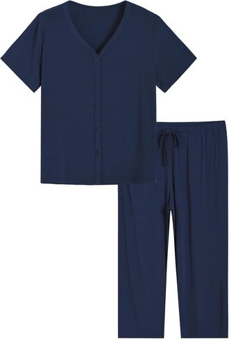 Latuza Women's Bamboo Viscose Capri Pajamas مجموعة تبريد PJ مجموعة مع جيوب in Kuwait