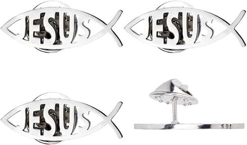 SUPERFINDINGS 4Pcs 304 Stainless Steel Lapel Pin Backs Jesus fish brooch Cartoon Fish Pin Christian Jewelry for Coat Shirt Suit Collar Accessories Gift in Saudi Arabia