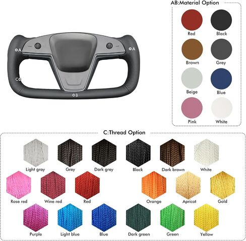 MEWANT Steering Wheel Cover for Tesla Model S 2021-2023 / Model X 2021-2023 Hand-Stitched Steering Wheel Wrap in Saudi Arabia