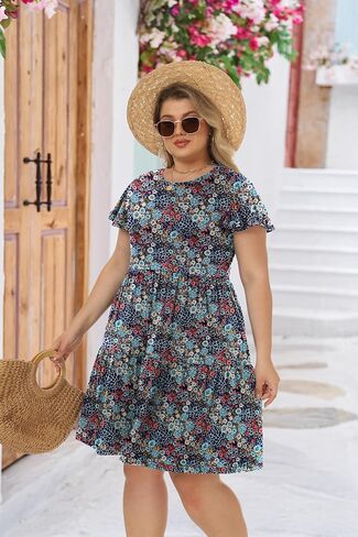 فساتين الصيف هيمون للنساء 2025 العطلات Sundresses قارب كشكش عنق القارب مع جيوب لخط فستان غير رسمي XS-2XL in Kuwait