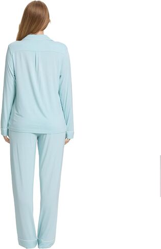 TOSMO Women Pajama Sets Viscose from Bamboo Long Sleeve Sleepwear Super-Soft Comfy Button Down Lounge Sleep Cooling Pjs in Saudi Arabia