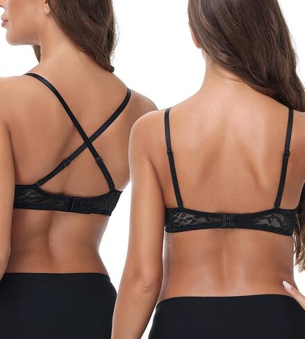 Women-Deep-V-Plunge-Bras Push Up Sexy Cleavage Bra with Underwire Lightly Padded Low Cut Back Convertible Strap in Saudi Arabia