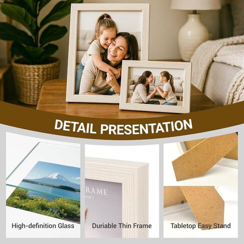 Display 4x6 Picture Frame Set of 2, 4 x 6 Photo Frames with High Definition Real Glass, Horizontal/Vertical Tabletop Display, White 2 Pack in Saudi Arabia