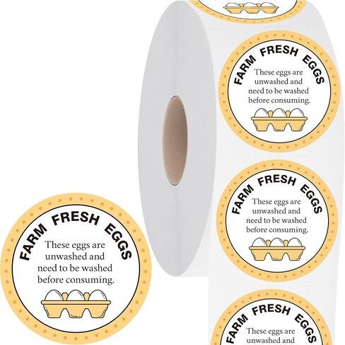 Farm Fresh Eggs Labels, 2 Inch Round Egg Stickers Self Adhesive Egg Packaging Stickers for Chicken, Quail, 600PCS Per Roll in Kuwait