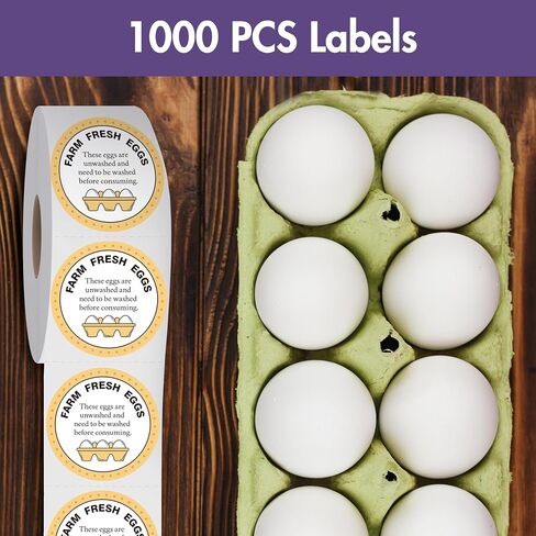 Farm Fresh Eggs Labels, 2 Inch Round Egg Stickers Self Adhesive Egg Packaging Stickers for Chicken, Quail, 600PCS Per Roll in Kuwait
