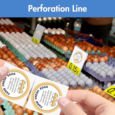 Farm Fresh Eggs Labels, 2 Inch Round Egg Stickers Self Adhesive Egg Packaging Stickers for Chicken, Quail, 600PCS Per Roll in Kuwait