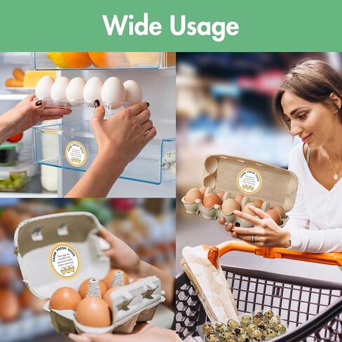 Farm Fresh Eggs Labels, 2 Inch Round Egg Stickers Self Adhesive Egg Packaging Stickers for Chicken, Quail, 600PCS Per Roll in Kuwait