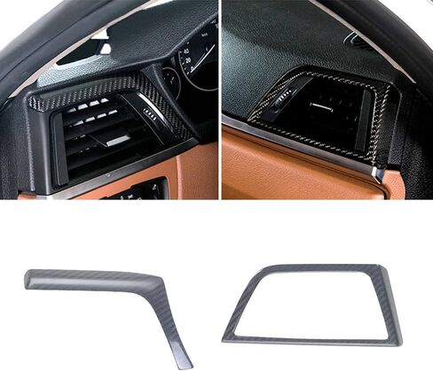 2PCS LHD RHD حقيقية ألياف الكربون السيارة الداخلية تكييف الهواء تكييف المخرج تغطية تنفيس ل BMW 3 4 Series F30 F32 2013-2019 (Black-LHD) in Saudi Arabia