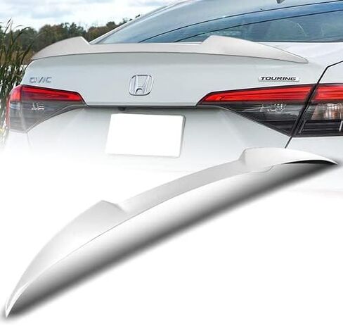 W-Power ABS Plastic V-Style Rear Trunk Lid Spoiler Wing Compatible with 2022-2025 Honda Civic 4DR Sedan, 2023 2024 (Pearl White) in Saudi Arabia