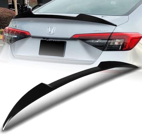 W-Power ABS Plastic V-Style Rear Trunk Lid Spoiler Wing Compatible with 2022-2025 Honda Civic 4DR Sedan, 2023 2024 (Pearl White) in Saudi Arabia