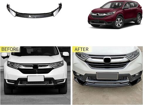 Car Accessories Compatible with Honda CRV 2020 2019 2018 2017 Front Lip Spoiler Body Kit Spoiler Splitter Molding Cover Trim ABS 3PCS(Carbon Fiber Style) in Saudi Arabia