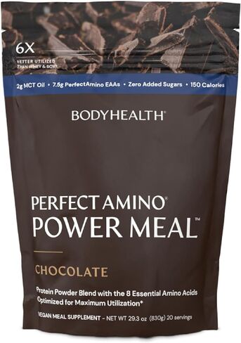 BodyHealth PerfectAmino Power Meal Shake New Dark Chocolate Flavor with MCT Oil Carb 10 and Perfect Amino Protein Base (20 Servings) in Kuwait