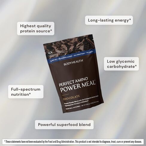 BodyHealth PerfectAmino Power Meal Shake New Dark Chocolate Flavor with MCT Oil Carb 10 and Perfect Amino Protein Base (20 Servings) in Kuwait