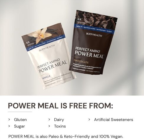 BodyHealth PerfectAmino Power Meal Shake New Dark Chocolate Flavor with MCT Oil Carb 10 and Perfect Amino Protein Base (20 Servings) in Kuwait