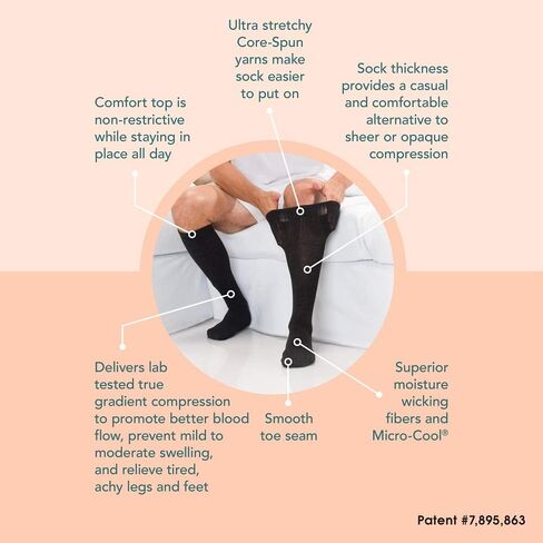 Core-Spun 15-20mmHg Mild Graduated Compression Support Knee High Socks in Kuwait