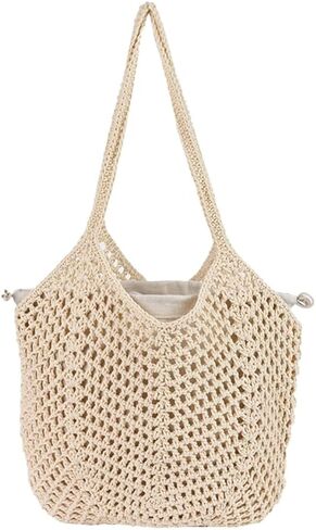 Crochet Bags for Women Slouchy Hollow Woven Shoulder Purse Summer Beach Tote Handbags for Daily & Vacation 2025 in Kuwait