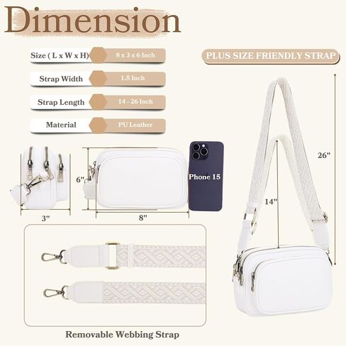 حقيبة SG Sugu Small Crossbody للنساء ، حقائب يد الكتف ثلاثية المقصورة مع حزام قابل للتعديل ، محفظة الكاميرا لكل يوم in Kuwait