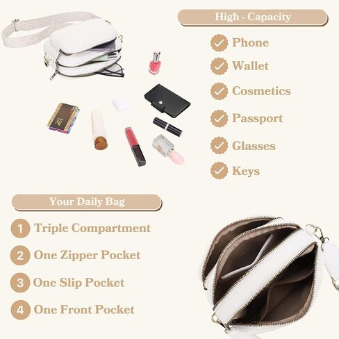 حقيبة SG Sugu Small Crossbody للنساء ، حقائب يد الكتف ثلاثية المقصورة مع حزام قابل للتعديل ، محفظة الكاميرا لكل يوم in Kuwait