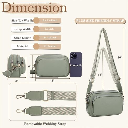 حقيبة SG Sugu Small Crossbody للنساء ، حقائب يد الكتف ثلاثية المقصورة مع حزام قابل للتعديل ، محفظة الكاميرا لكل يوم in Kuwait