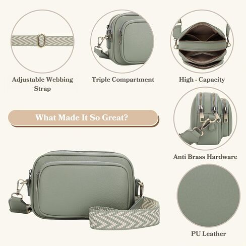 حقيبة SG Sugu Small Crossbody للنساء ، حقائب يد الكتف ثلاثية المقصورة مع حزام قابل للتعديل ، محفظة الكاميرا لكل يوم in Kuwait
