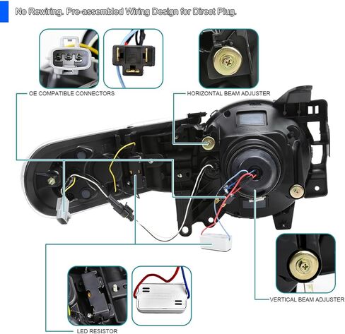 المواصفات المصابيح الأمامية للمواصفات ذات الإسقاط الأسود مع إشارات الدوران المتسلسل والرسوم المتحركة بدء التشغيل متوافقة مع 2007-2014 Toyota FJ Cruiser ، مجموعة الأيسر + زوج الأيمن. in Kuwait