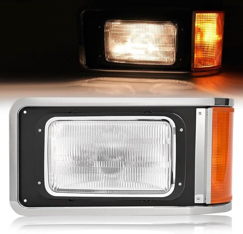 المصابيح الأمامية للزوج Hecasa مع إطار متوافق مع 1990-2017 Mack CH613 SFA Hood Truck بديل لـ 2M0516CM Halogen الأمراض مع مصابيح الإشارة المنعطف و CLEAR in Saudi Arabia