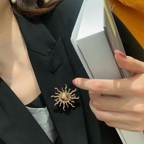 Gold Sun Brooch Pin for Women Men Fashion Sunflower Collar Costume Brooches Simple Lapel Pins Dainty Suit Hat Dress Accessories Decorations Wedding Bouquets Birthday Holiday Jewelry Gift in Saudi Arabia